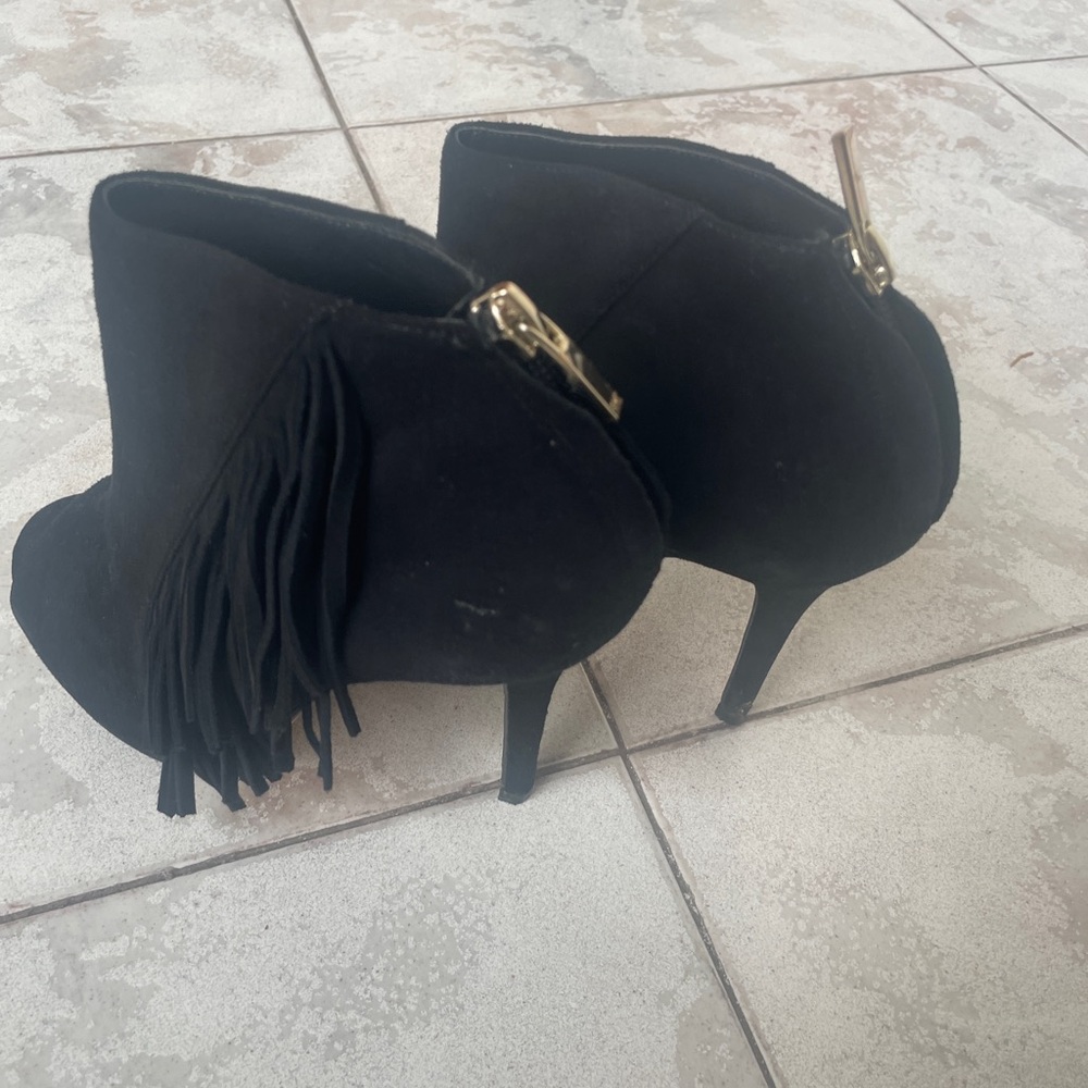Karen millen black suade fringe heels good condition size 8 - Picture 4 of 14